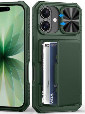 For iPhone 17 Wallet Case with Card Holder (4-5 cards) + Screen Protector